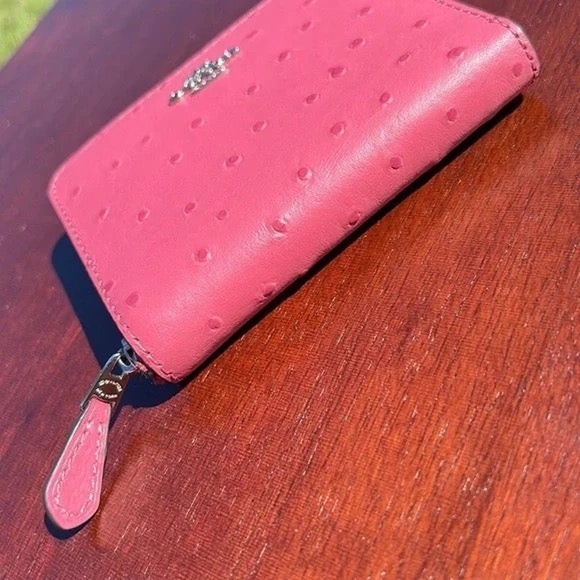 New Coach ostrich-embossed zip around wallet - Picture 8 of 11